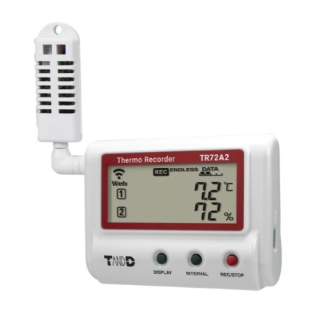 TR72A2 Registrador de dados de temperatura e umidade, LAN sem fio, Bluetooth