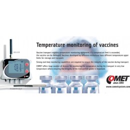 U0122 Registrador de dados de temperatura de dois canais para uma sonda externa Pt1000 com sensor de temperatura interno