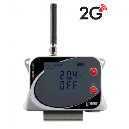 U0843M IoT Wireless Temperature Datalogger for 2 external probes, with two two-state inputs, built-in 2G modem