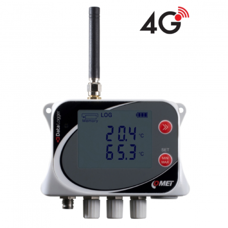 U0141G Registador de Temperatura Sem fios IoT para 4 Sondas externas, com Modem 4G integrado