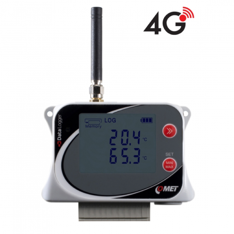 U0141TG Registador de Temperatura sem fios IoT para 4 Sondas externas, com Modem 4G integrado