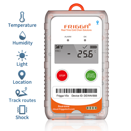 V5A (2G-60) Real-time Temperature and Humidity Positioning Monitor (Single-use)