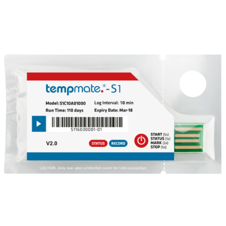 S1 V2 Tempmate.® GRAVADOR DE TEMPERATURA. USB Uso único MYJ