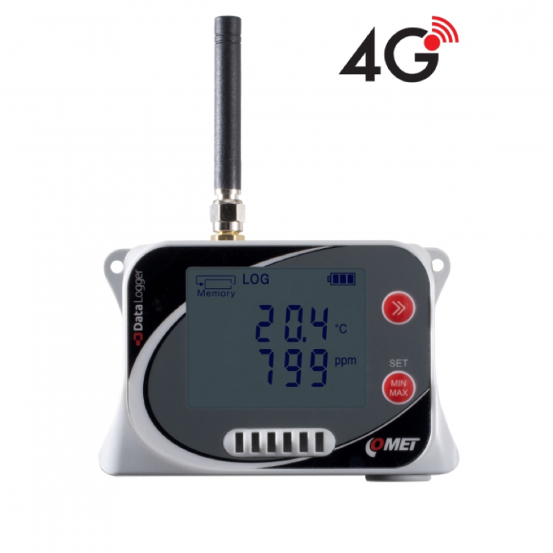 U4440G Registrador de Dados IoT sem fio para Temperatura, Umidade relativa, CO2 e Pressão atmosférica com Modem 4G integrado