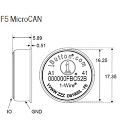 DS1922L-F5 - Temperature Logger iButton, 8KB Datalog Memory