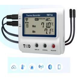 TR71A2 Registrador de temperatura com conexão de 2 canais via LAN sem fio e USB