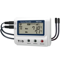 TR71A2 Registrador de temperatura com conexão de 2 canais via LAN sem fio e USB