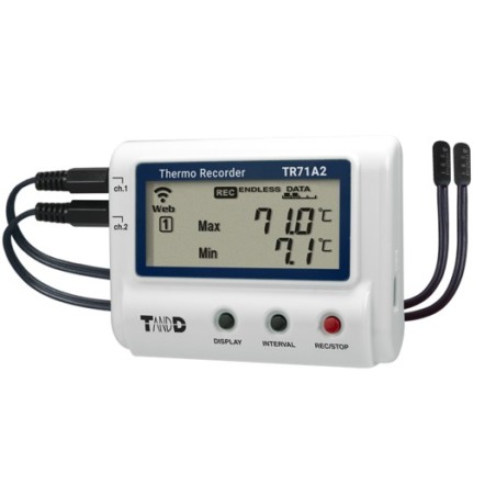 TR71A2 Registrador de Temperatura de 2 Canales conexión mediante LAN inalámbrica y USB